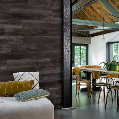 Wallart Planken Hout-Look Schuurhout Eiken 15 Houtskoolzwart