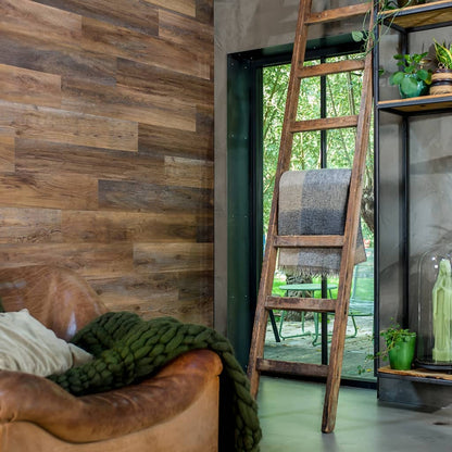 Wallart Planken Hout-Look Schuurhout Eiken 15 Omberbruin