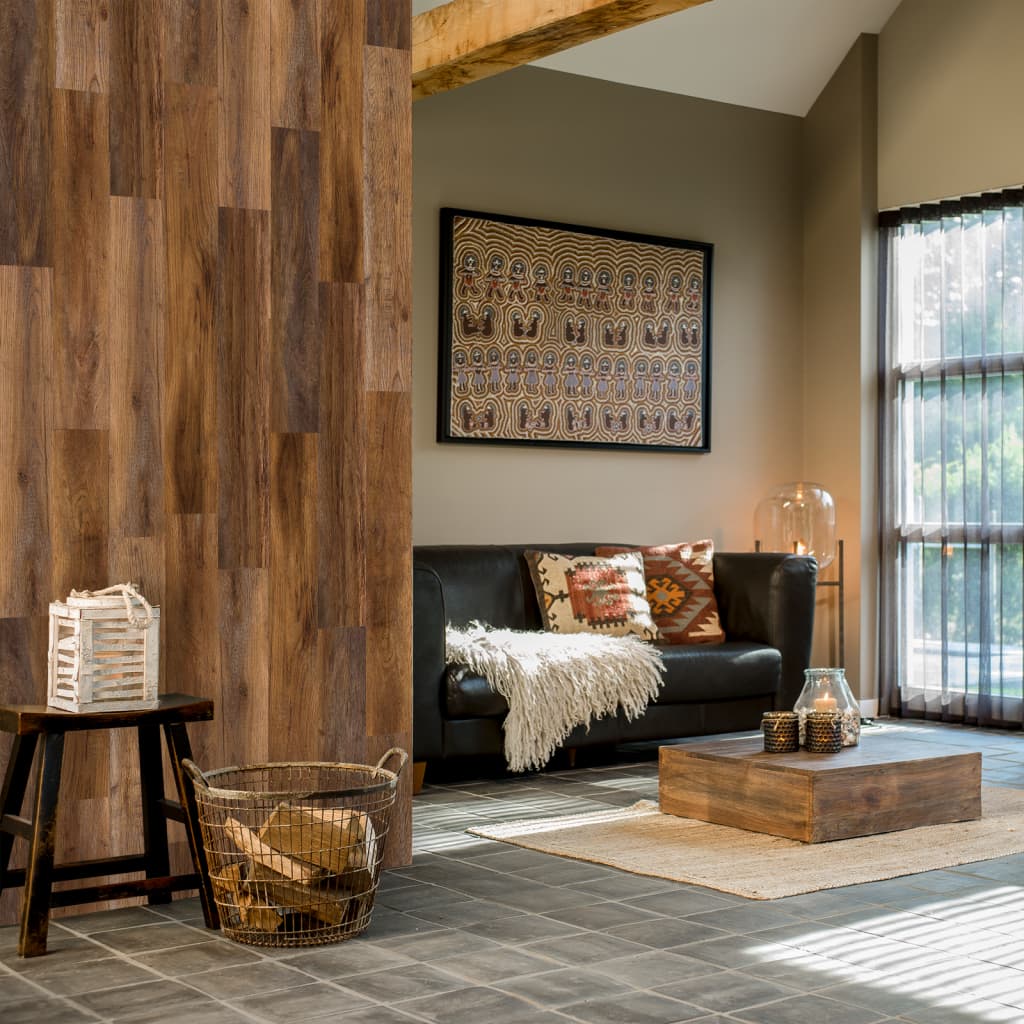 Wallart Planken Hout-Look Schuurhout Eiken 15 Omberbruin