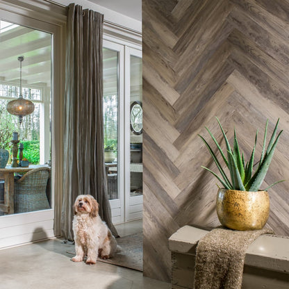 Wallart Planken Hout-Look Schuurhout Eiken Whitewash Wit