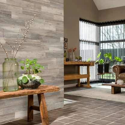 Wallart Planken Hout-Look Schuurhout Eiken Whitewash Wit