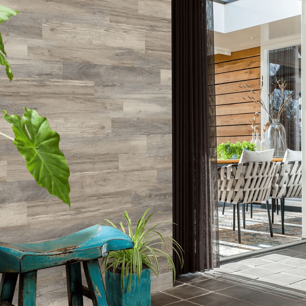Wallart Planken Hout-Look Schuurhout Eiken Whitewash Wit