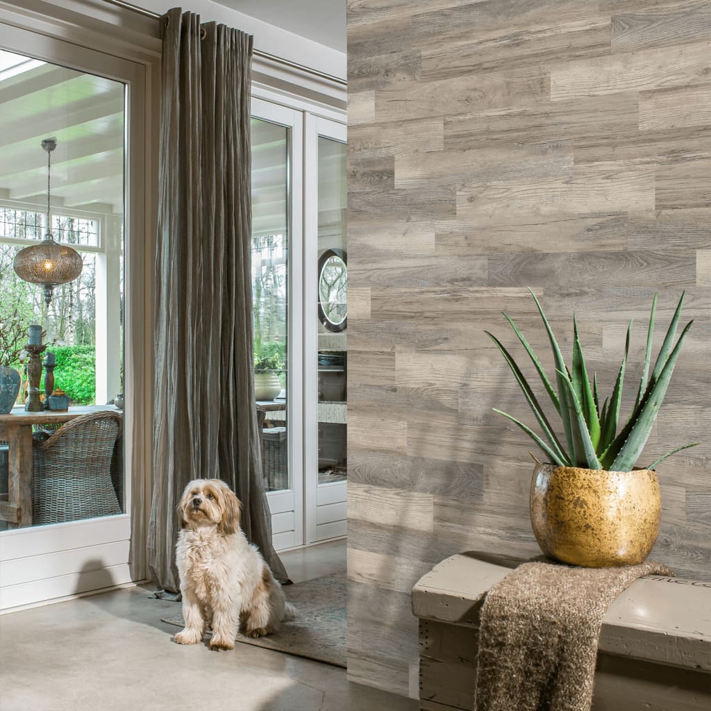 Wallart Planken Hout-Look Schuurhout Eiken Whitewash Wit