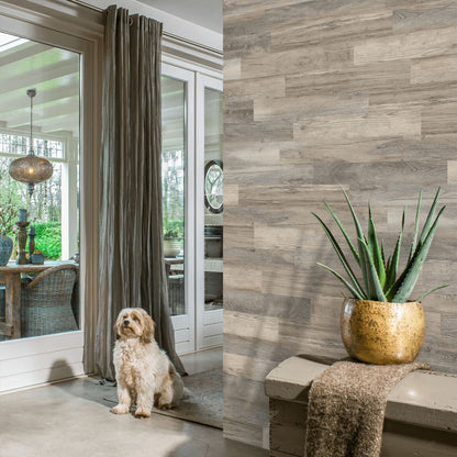 Wallart Planken Hout-Look Schuurhout Eiken Whitewash Wit