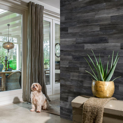 Wallart Planken Hout-Look Schuurhout Eiken As Grijs