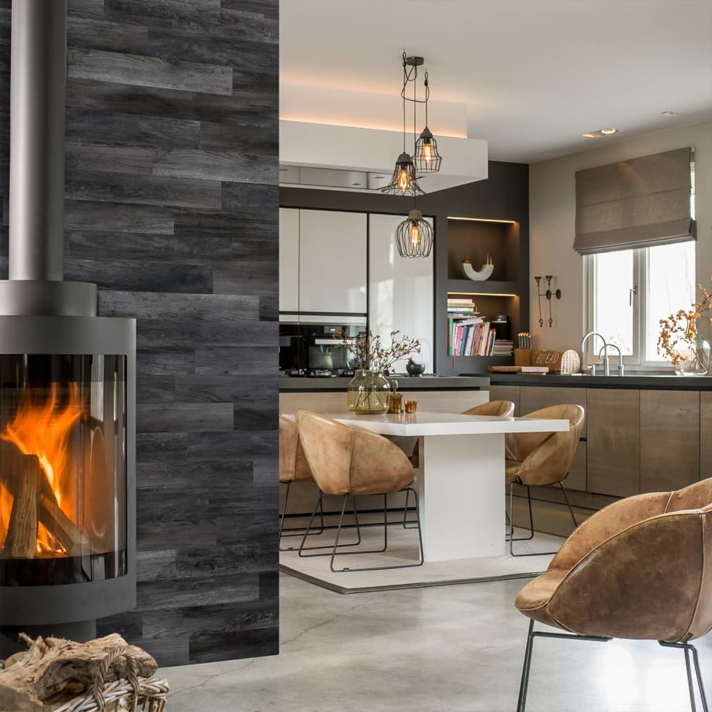 Wallart Planken Hout-Look Schuurhout Eiken As Grijs