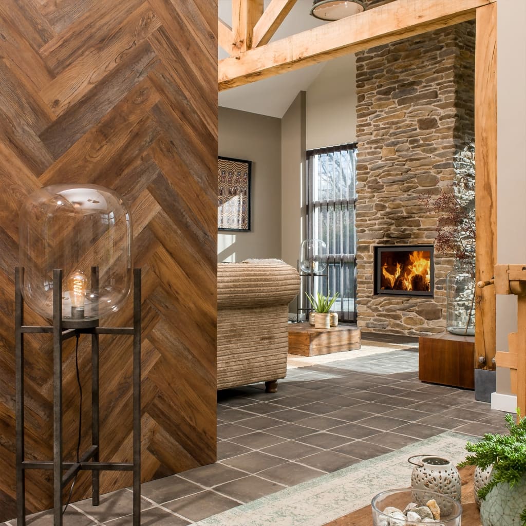 Wallart Planken Hout-Look Schuurhout Eiken Omberbruin