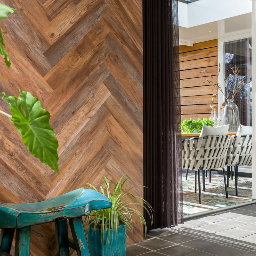 Wallart Planken Hout-Look Schuurhout Eiken Omberbruin