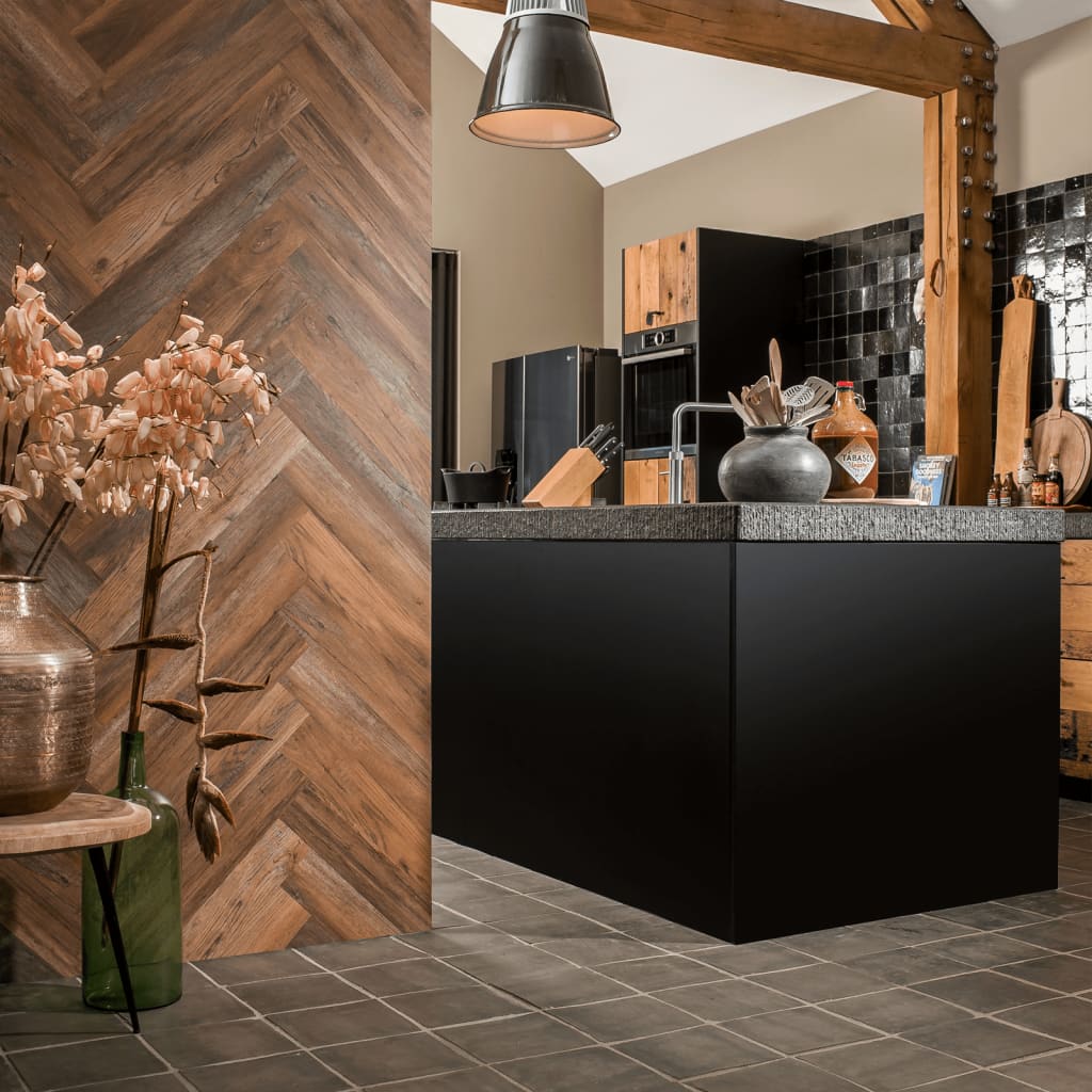 Wallart Planken Hout-Look Schuurhout Eiken Omberbruin