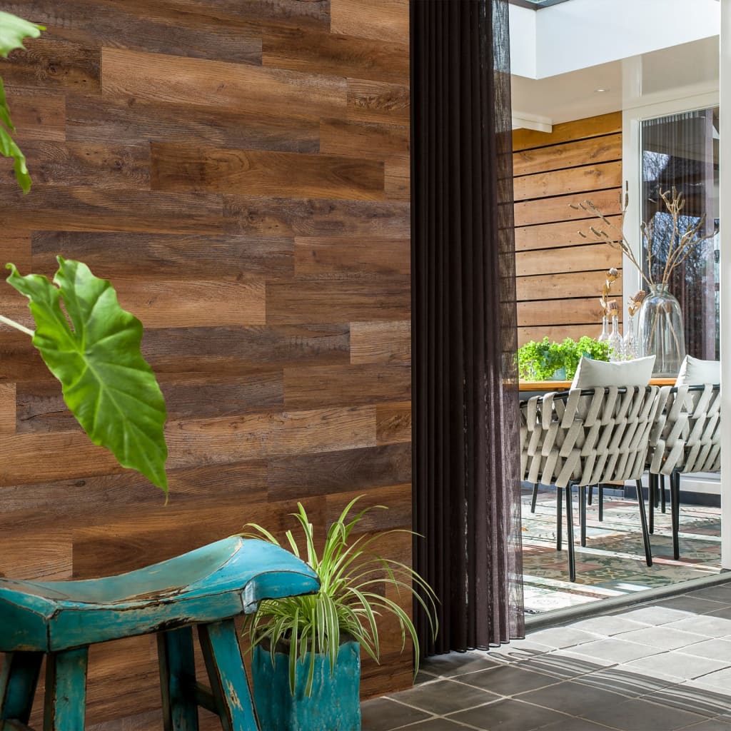 Wallart Planken Hout-Look Schuurhout Eiken Omberbruin