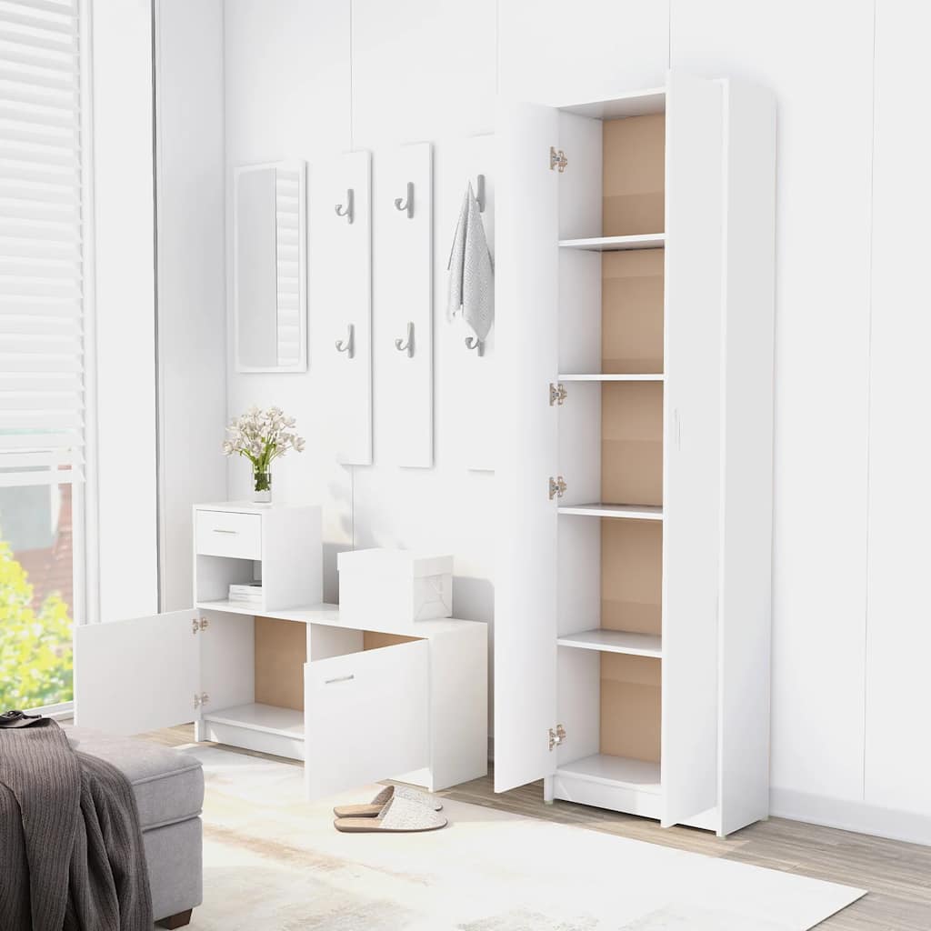 Gangkast 55x25x189 cm bewerkt hout wit