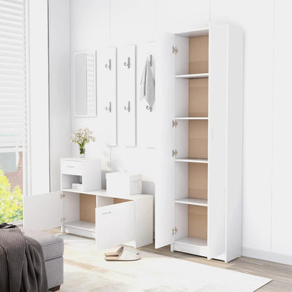Gangkast 55x25x189 cm bewerkt hout wit