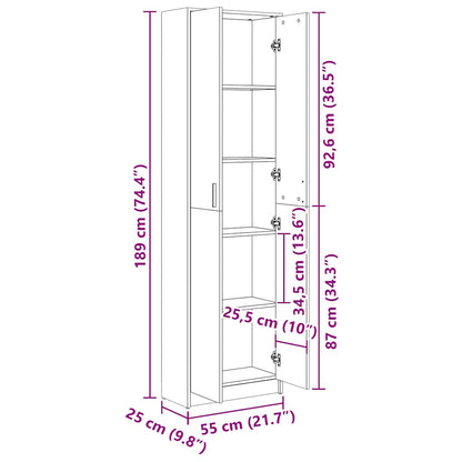 Gangkast 55x25x189 cm bewerkt hout wit