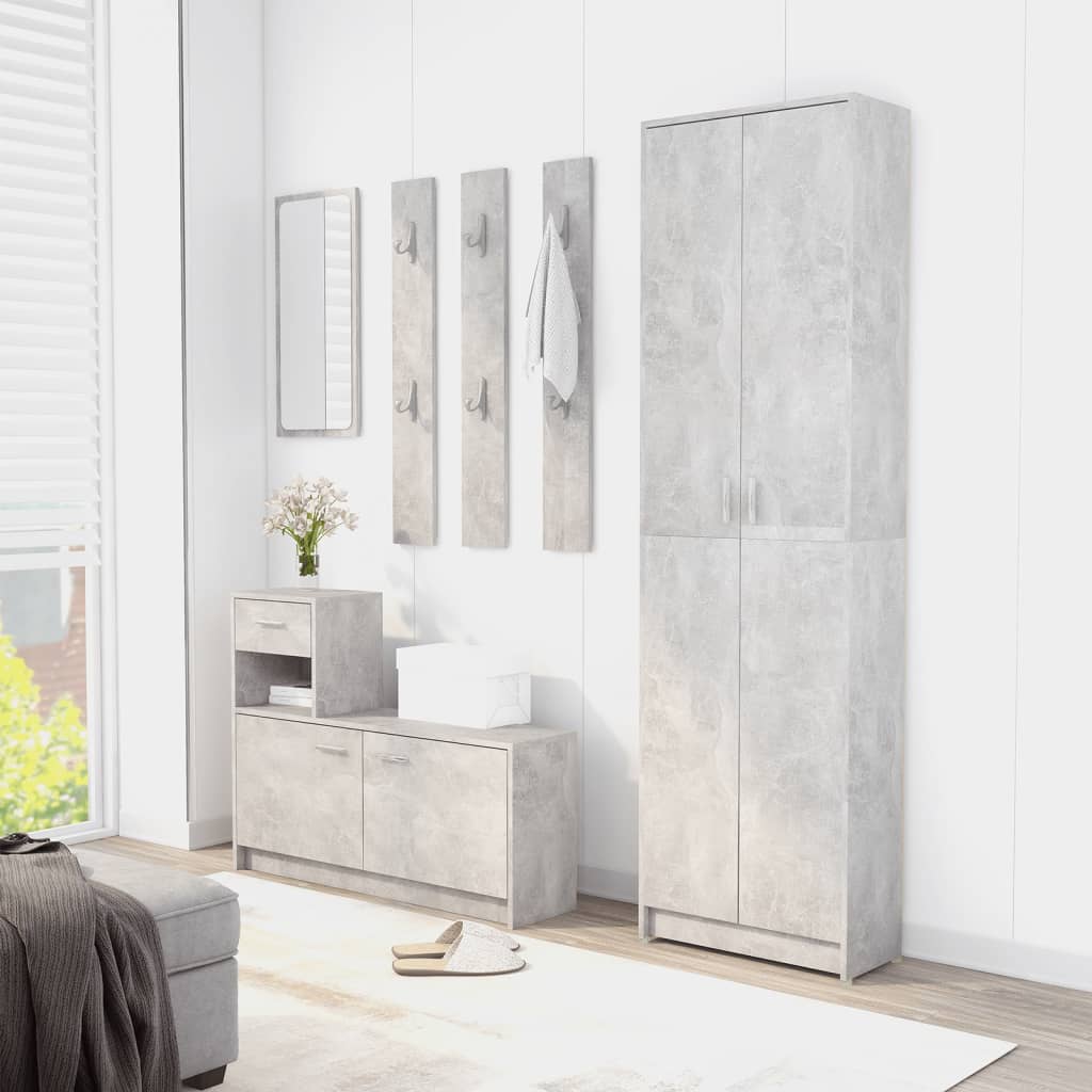Gangkast 55x25x189 cm bewerkt hout betongrijs