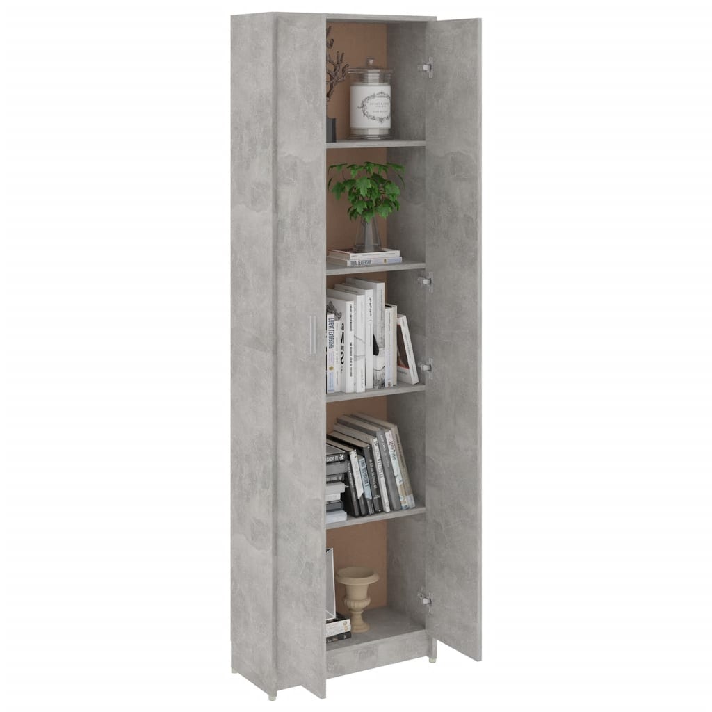 Gangkast 55x25x189 cm bewerkt hout betongrijs