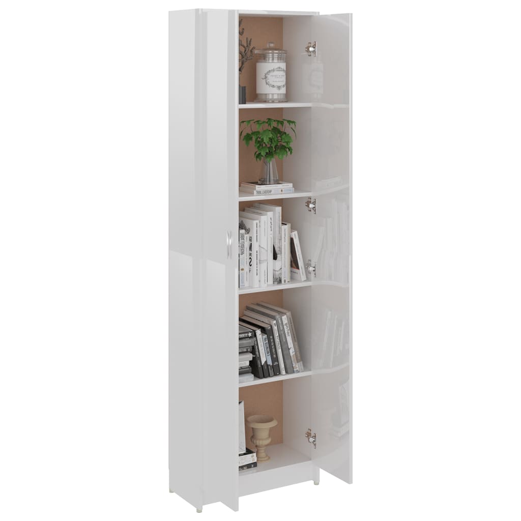 Gangkast 55x25x189 cm bewerkt hout hoogglans wit