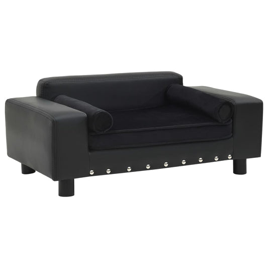 Hondenbank 81X43X31 Cm Pluche En Kunstleer Zwart
