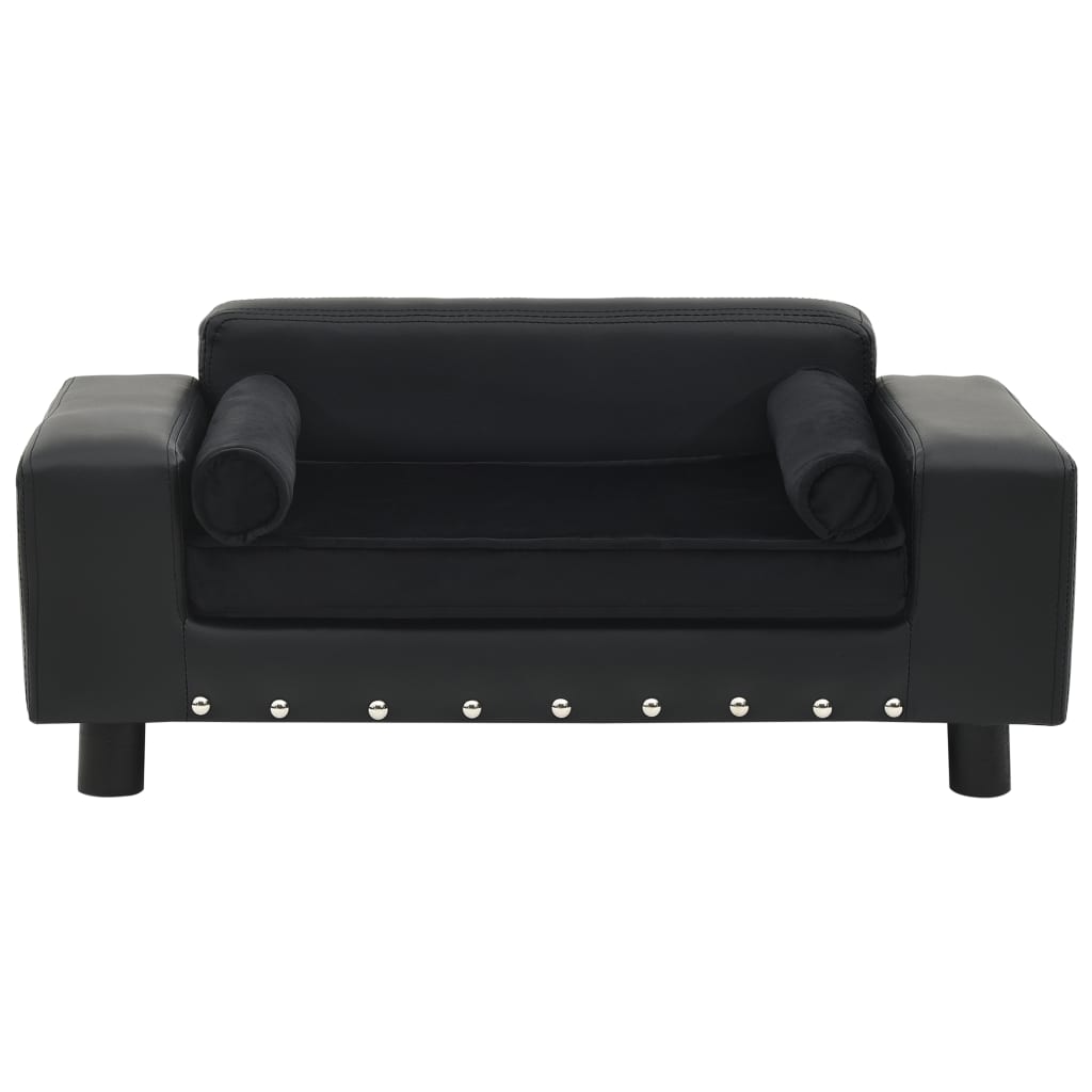 Hondenbank 81X43X31 Cm Pluche En Kunstleer Zwart