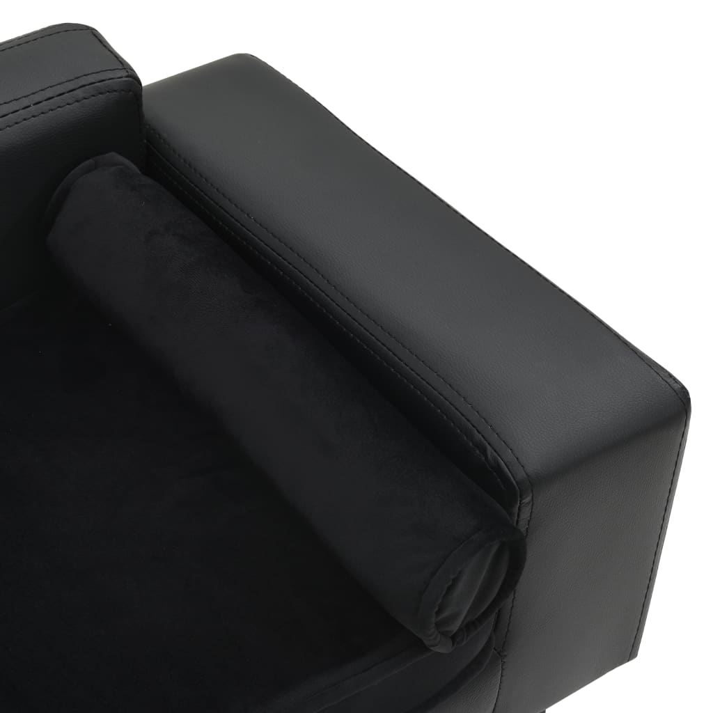 Hondenbank 81X43X31 Cm Pluche En Kunstleer Zwart