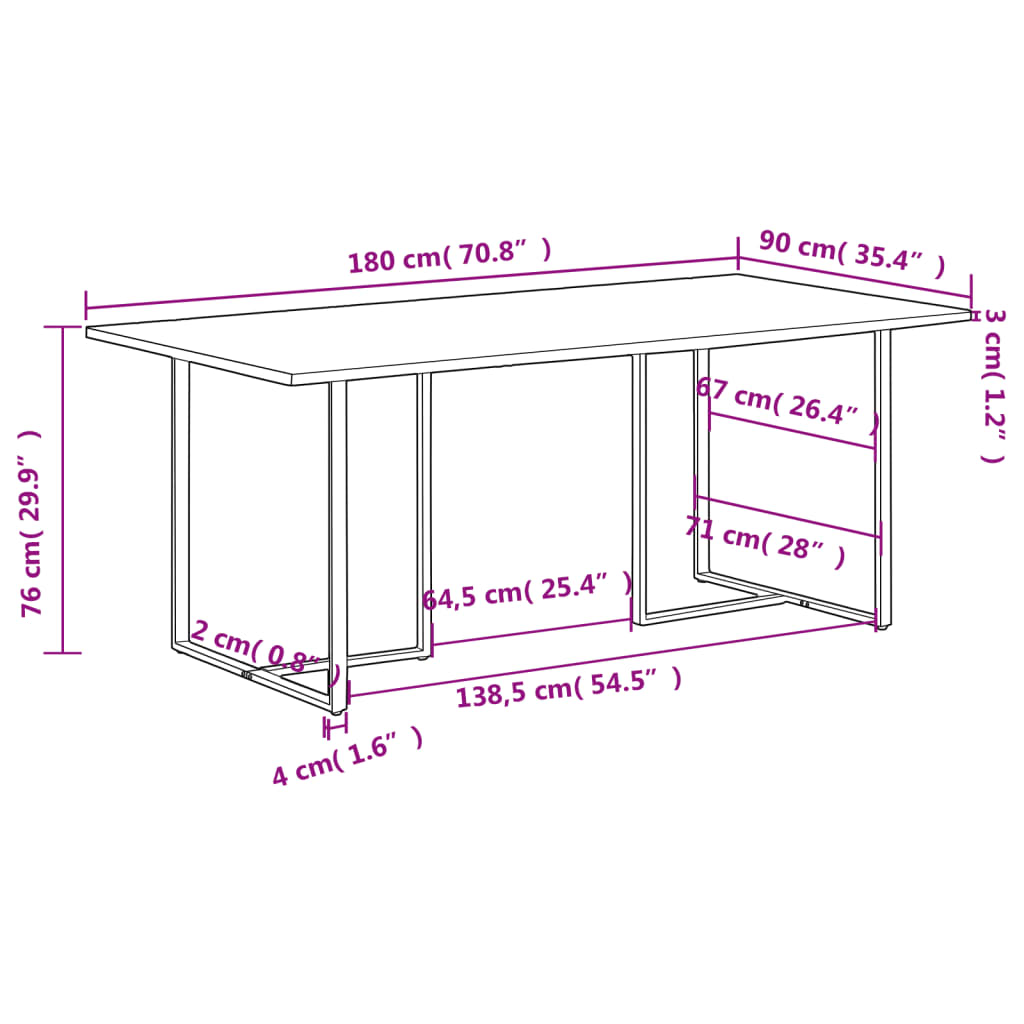 Eettafel 180 cm massief gerecycled hout