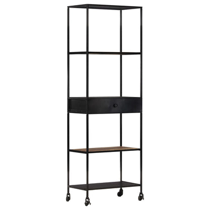 Boekenkast 60x35x180 cm ruw mangohout en ijzer