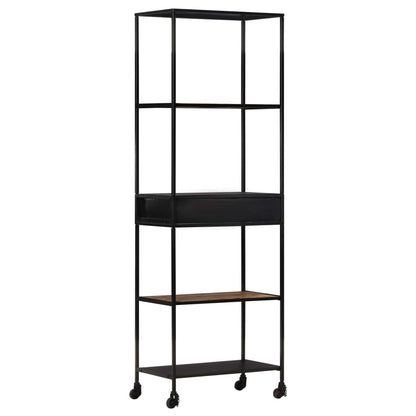 Boekenkast 60x35x180 cm ruw mangohout en ijzer