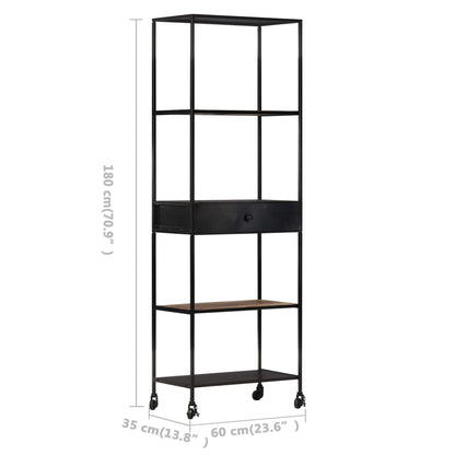 Boekenkast 60x35x180 cm ruw mangohout en ijzer