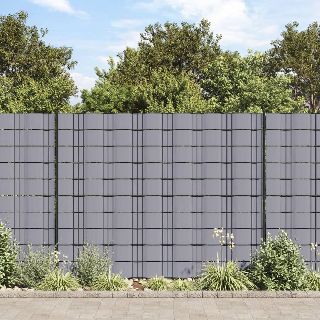 Tuinschermen 4 st 35x0,19 m PVC mat lichtgrijs