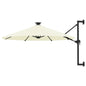 Wandparasol met LED's 300 cm zandkleurig