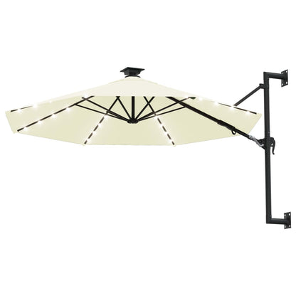 Wandparasol met LED's 300 cm zandkleurig