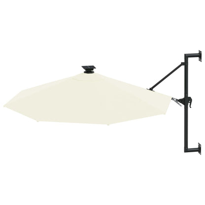 Wandparasol met LED's 300 cm zandkleurig