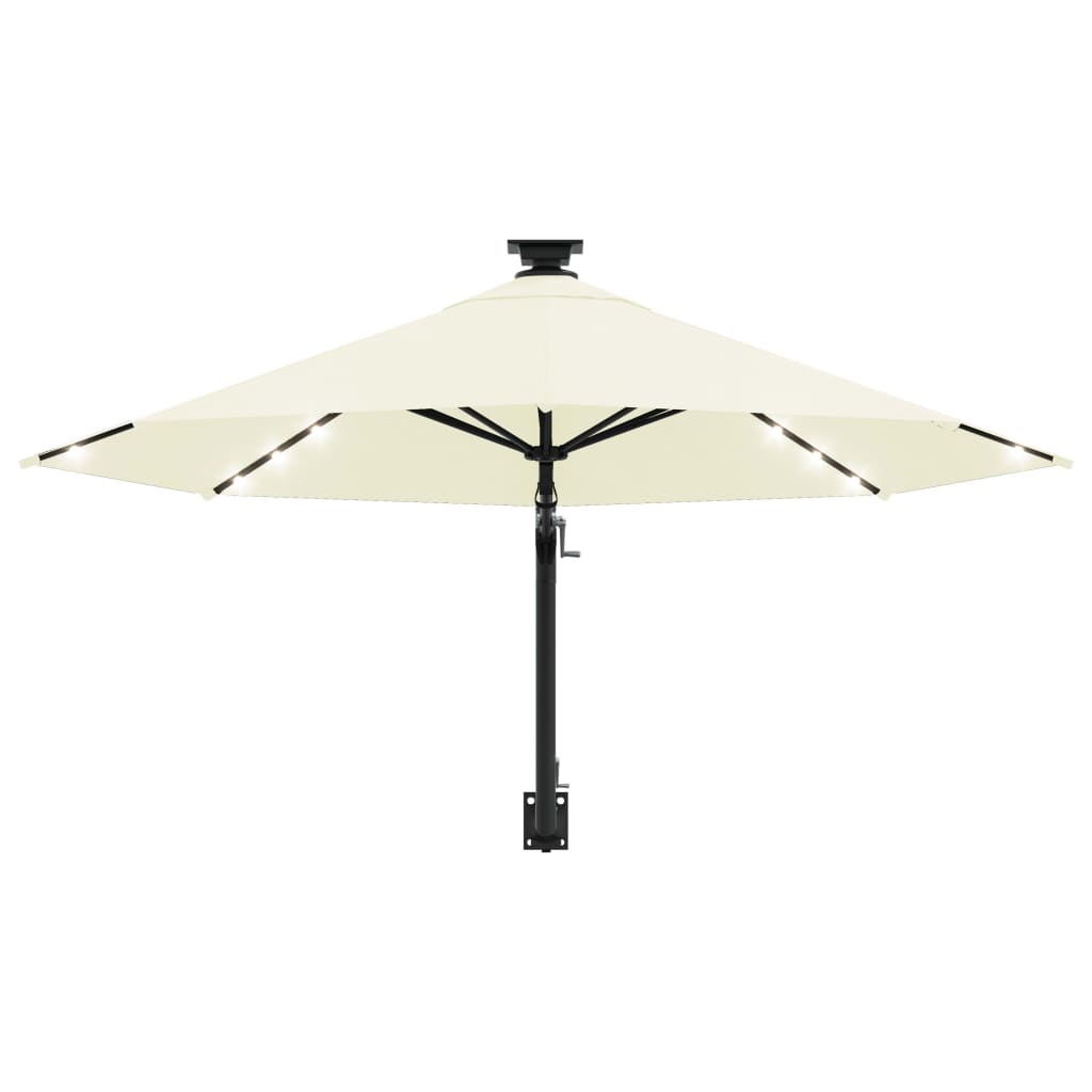 Wandparasol met LED's 300 cm zandkleurig