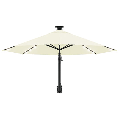 Wandparasol met LED's 300 cm zandkleurig