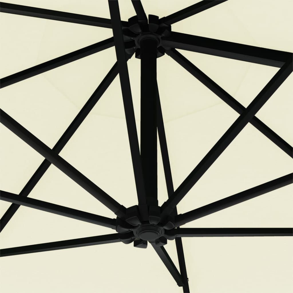 Wandparasol met LED's 300 cm zandkleurig