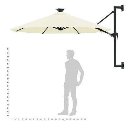 Wandparasol met LED's 300 cm zandkleurig