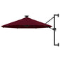 Wandparasol met LED's 300 cm bordeauxrood