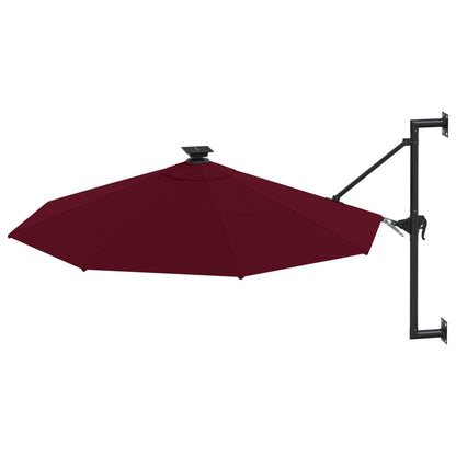 Wandparasol met LED's 300 cm bordeauxrood