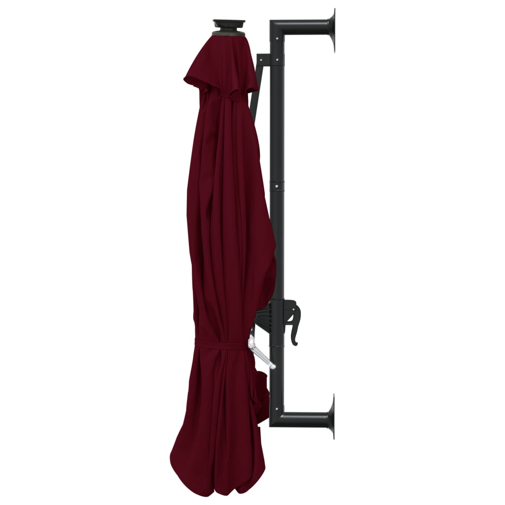 Wandparasol met LED's 300 cm bordeauxrood