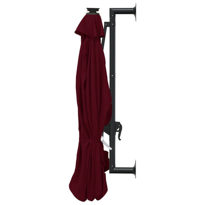 Wandparasol met LED's 300 cm bordeauxrood