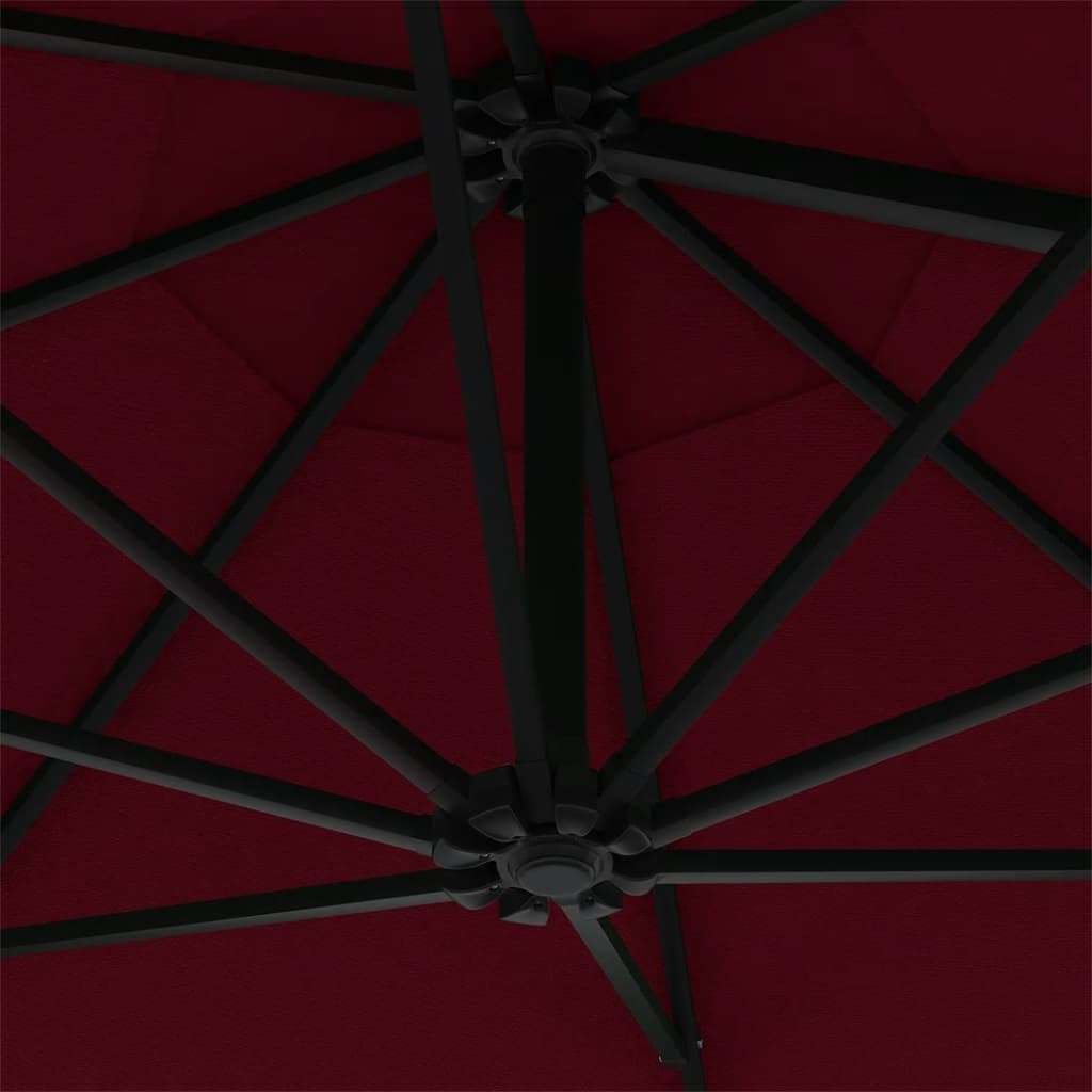 Wandparasol met LED's 300 cm bordeauxrood