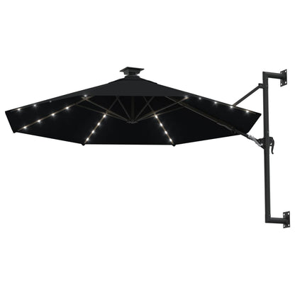 Wandparasol met LED's 300 cm zwart