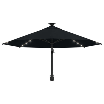 Wandparasol met LED's 300 cm zwart