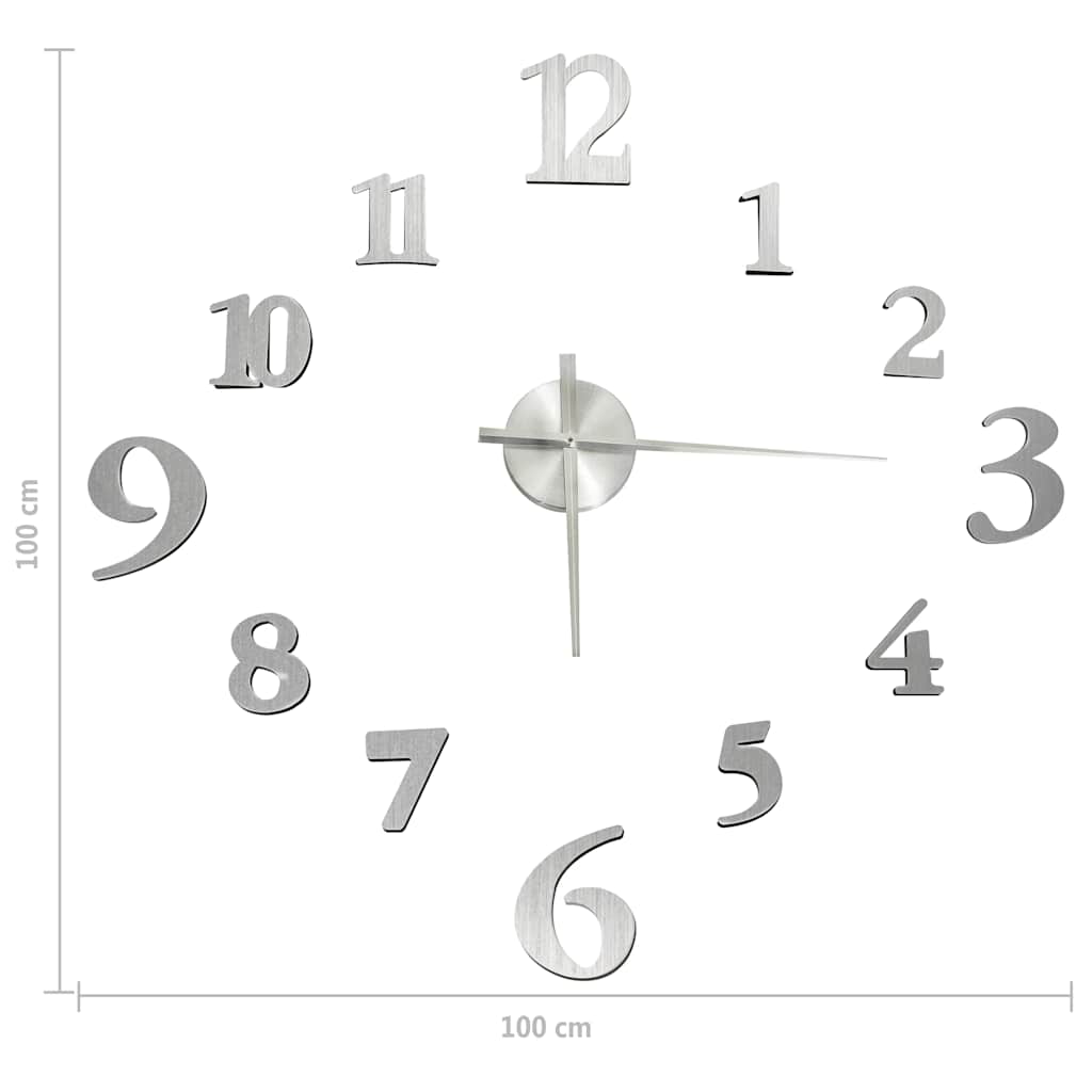 3D-Wandklok Modern Xxl 100 Cm Kleurig Zilver
