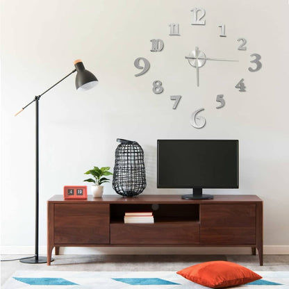 3D-Wandklok Modern Xxl 100 Cm Kleurig Zilver