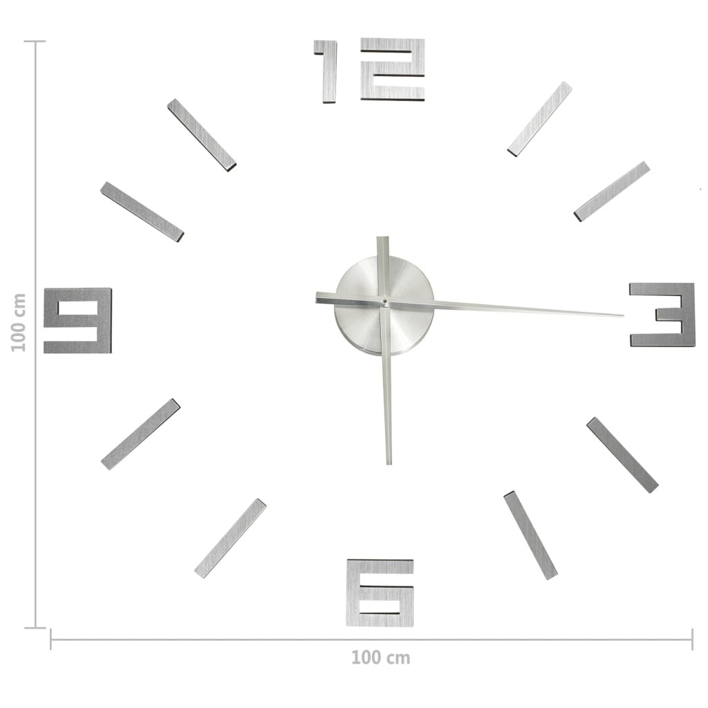 3D-Wandklok Modern Xxl 100 Cm Kleurig Zilver