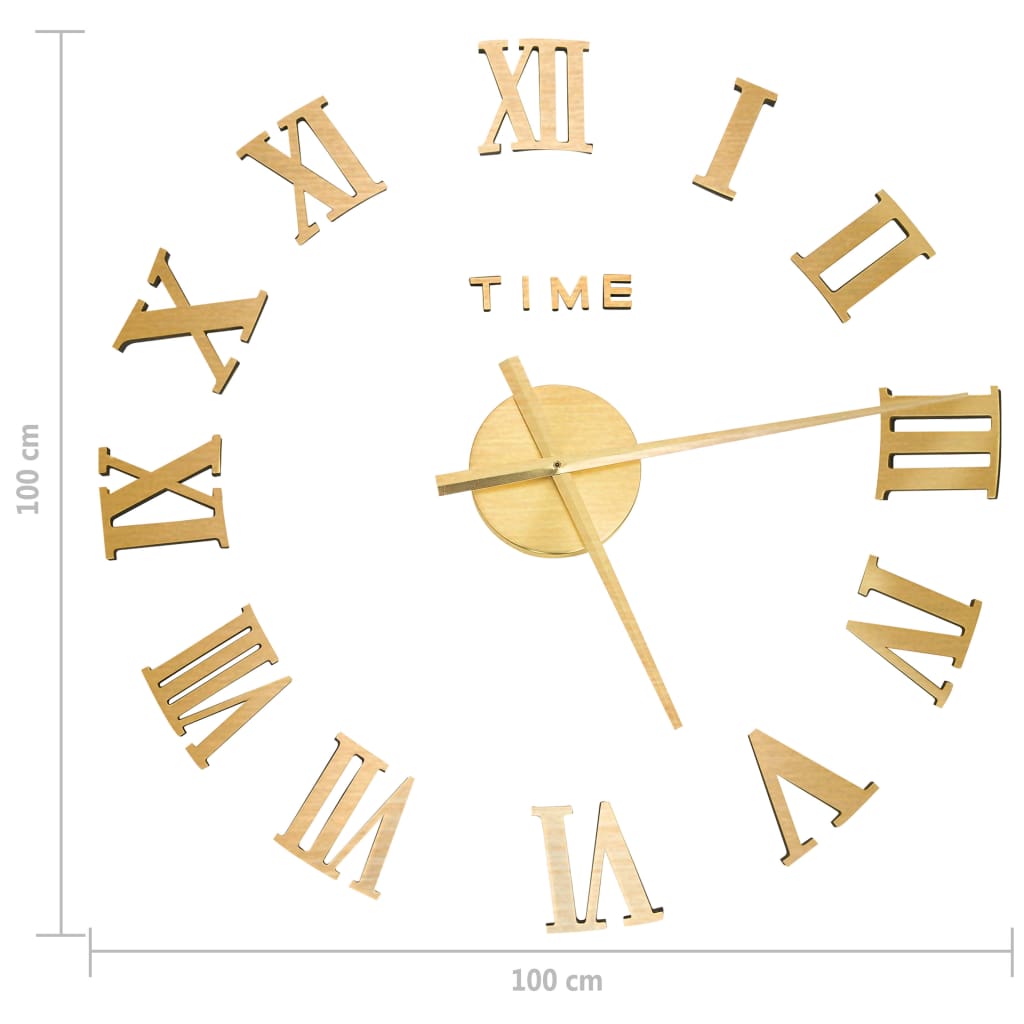 3D-Wandklok Modern Xxl 100 Cm Kleurig Goud