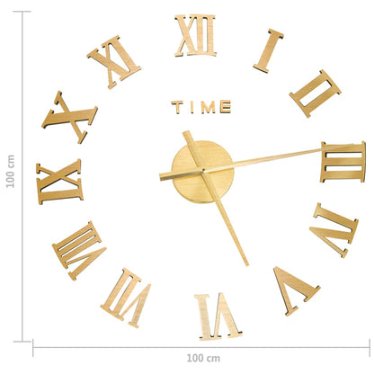 3D-Wandklok Modern Xxl 100 Cm Kleurig Goud