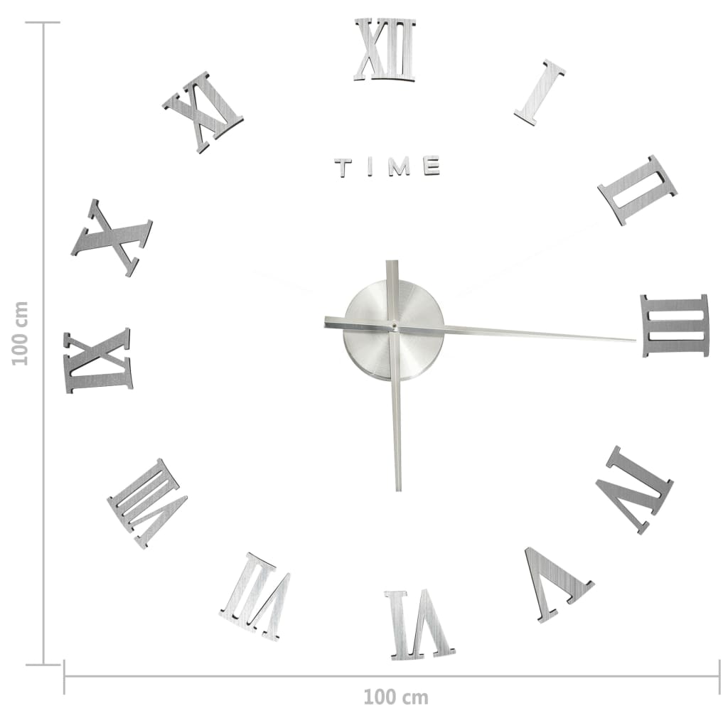 3D-Wandklok Modern Xxl 100 Cm Kleurig Zilver