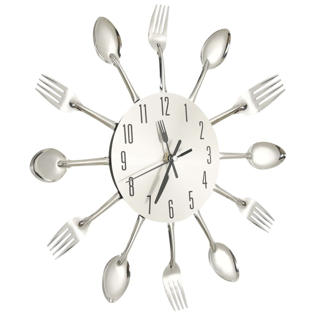 Wandklok Lepel-En-Vork 31 Cm Aluminium Zilverkleurig