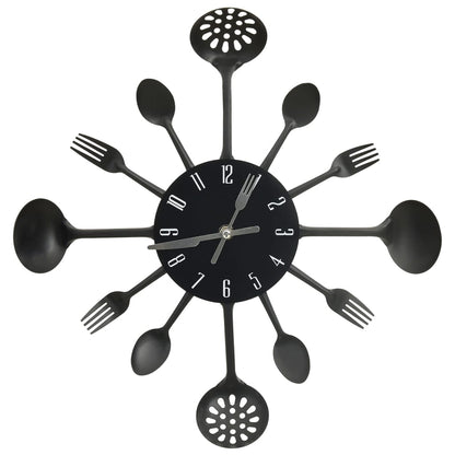 Wandklok Lepel-En-Vork 40 Cm Aluminium Zwart